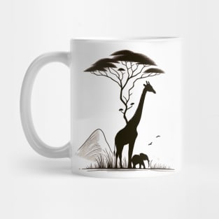 Girafe et éléphant. Mug